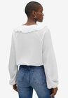Knit Top With Ruffled V-Neck, , on-hover image number null