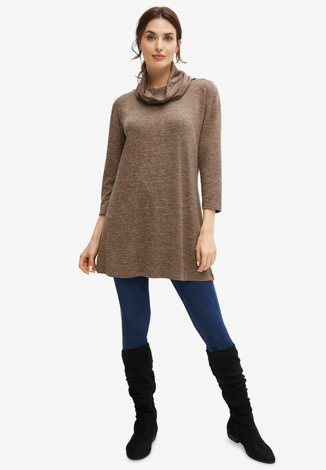 Cowl Neck Tunic, HEATHER BROWN, hi-res image number null
