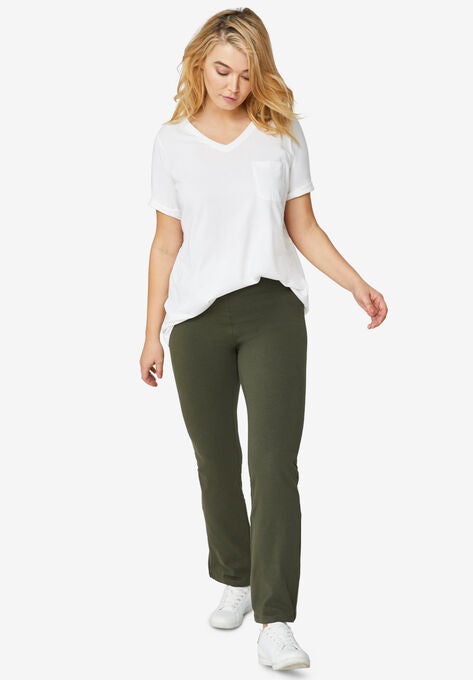 Knit Bootcut Leggings, DEEP OLIVE, hi-res image number null