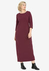 3/4 Sleeve Knit Maxi Dress by ellos®, DEEP WINE, hi-res image number null
