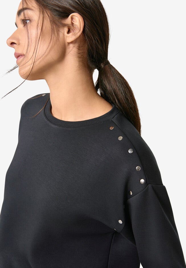 Stud Trim Sweatshirt, , alternate image number 1