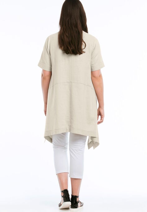 Linen-Blend Hanky Hem Tunic, , on-hover image number null