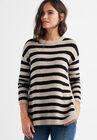 Striped Tunic Sweater, SAND DUNE BLACK STRIPE, hi-res image number null