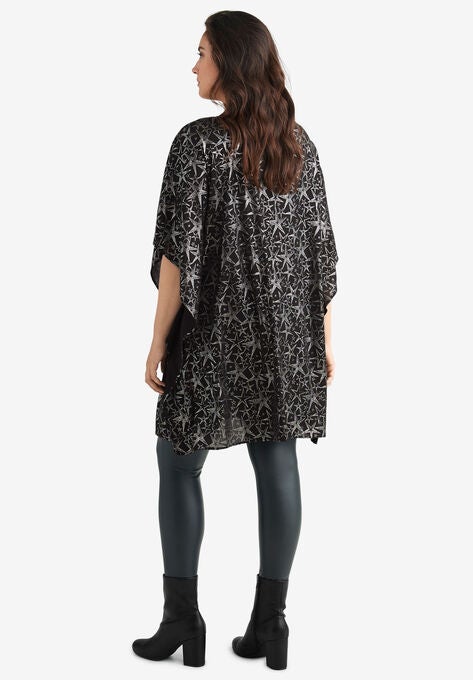 Star Print Poncho Tunic, , on-hover image number null