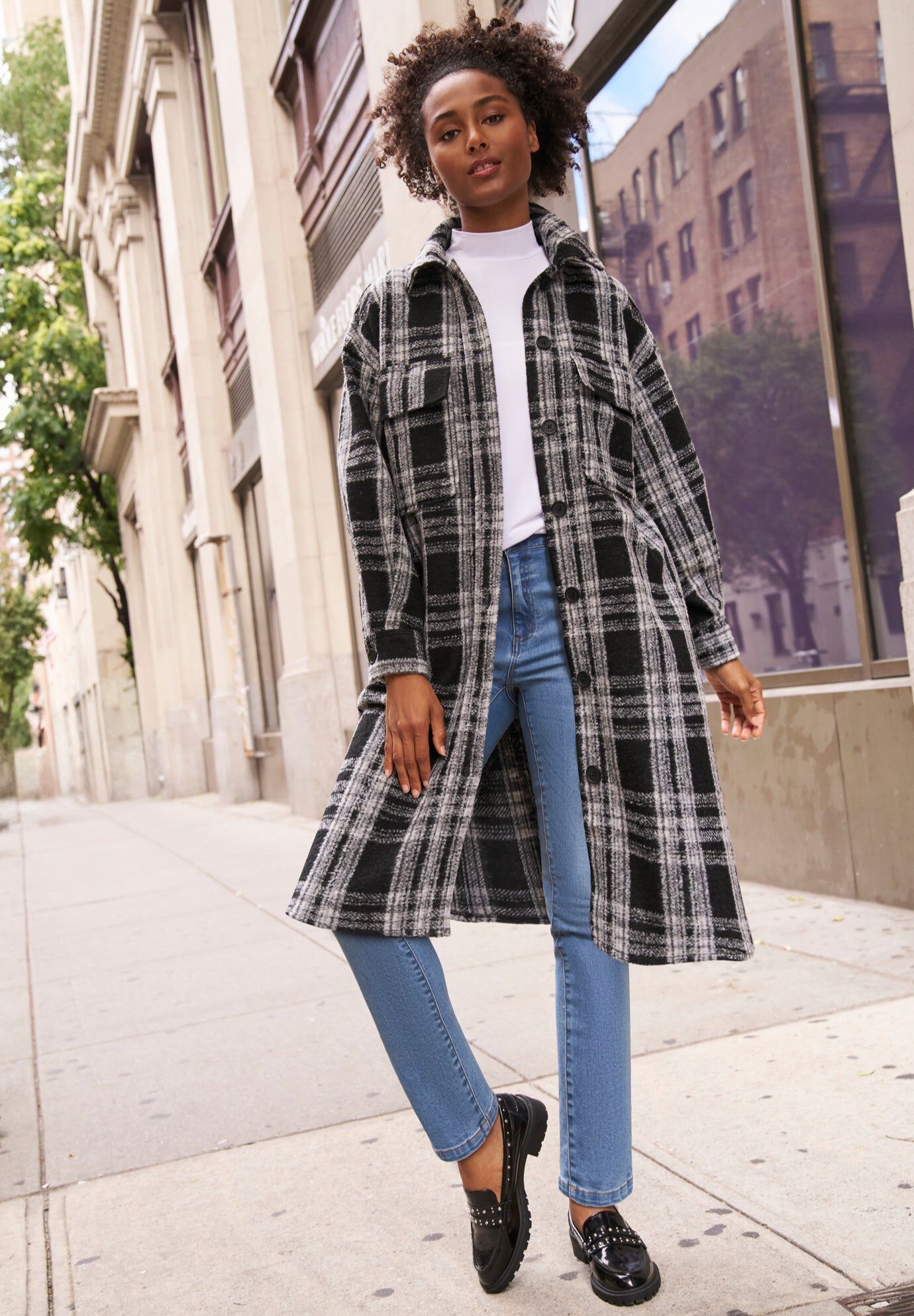 Stretch Cotton Zip Front Hi-Low Jacket | Avenue