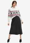 Faux Leather A-line Midi Skirt, BLACK, hi-res image number null