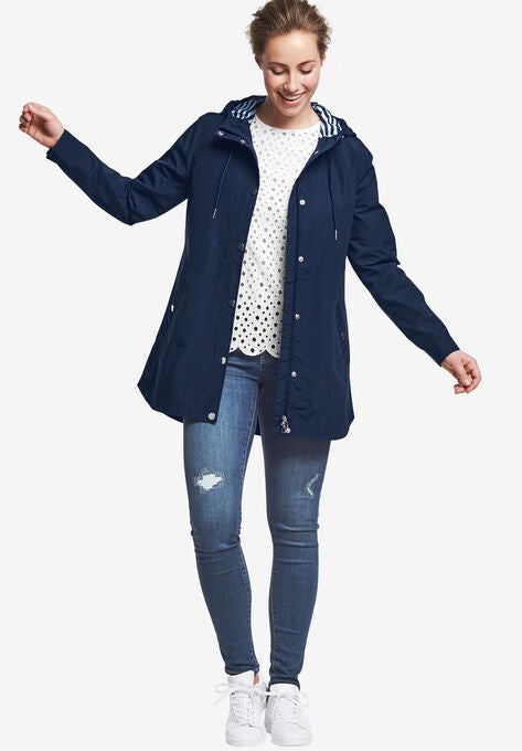 Snap-Front Hooded Raincoat, , alternate image number null