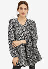 Inverted Pleat Textured Knit Tunic With Blouson Sleeves, BLACK PRINT, hi-res image number null