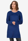 Button-Trim Sweater Tunic, ROYAL COBALT, hi-res image number null