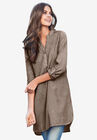 Striped Henley Tunic, BROWN STRIPE, hi-res image number null