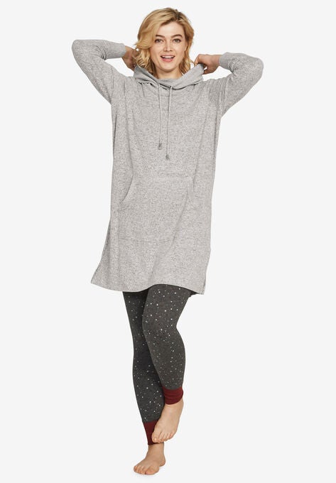 Funnel-Neck Lounge Sweatshirt Tunic, MARLED GREY, hi-res image number null