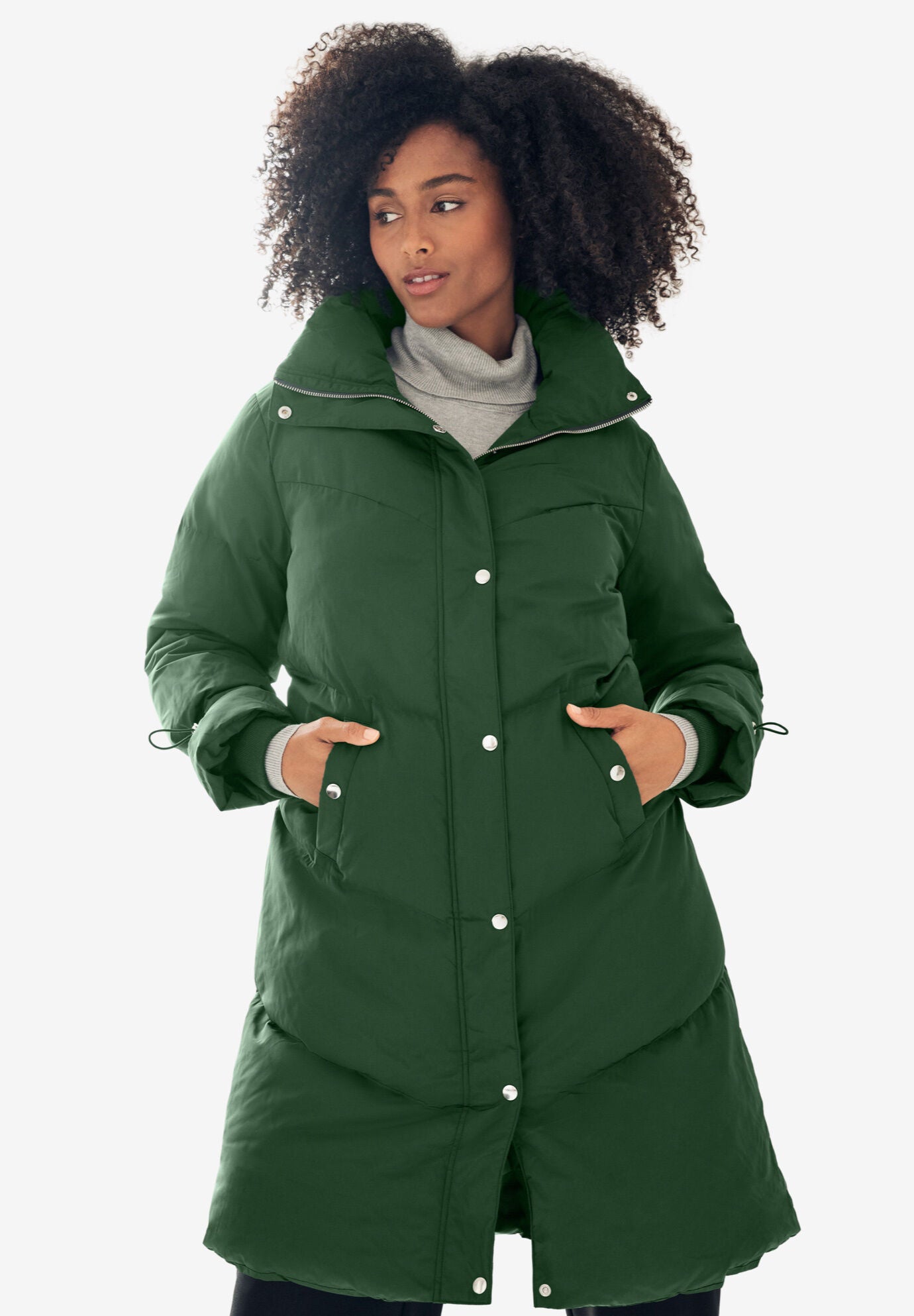 Funnel Neck Puffer With Back Drawstring, , alternate image number 3