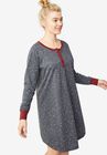Long Sleeve Henley Sleepshirt, HEATHER CHARCOAL STAR, hi-res image number null