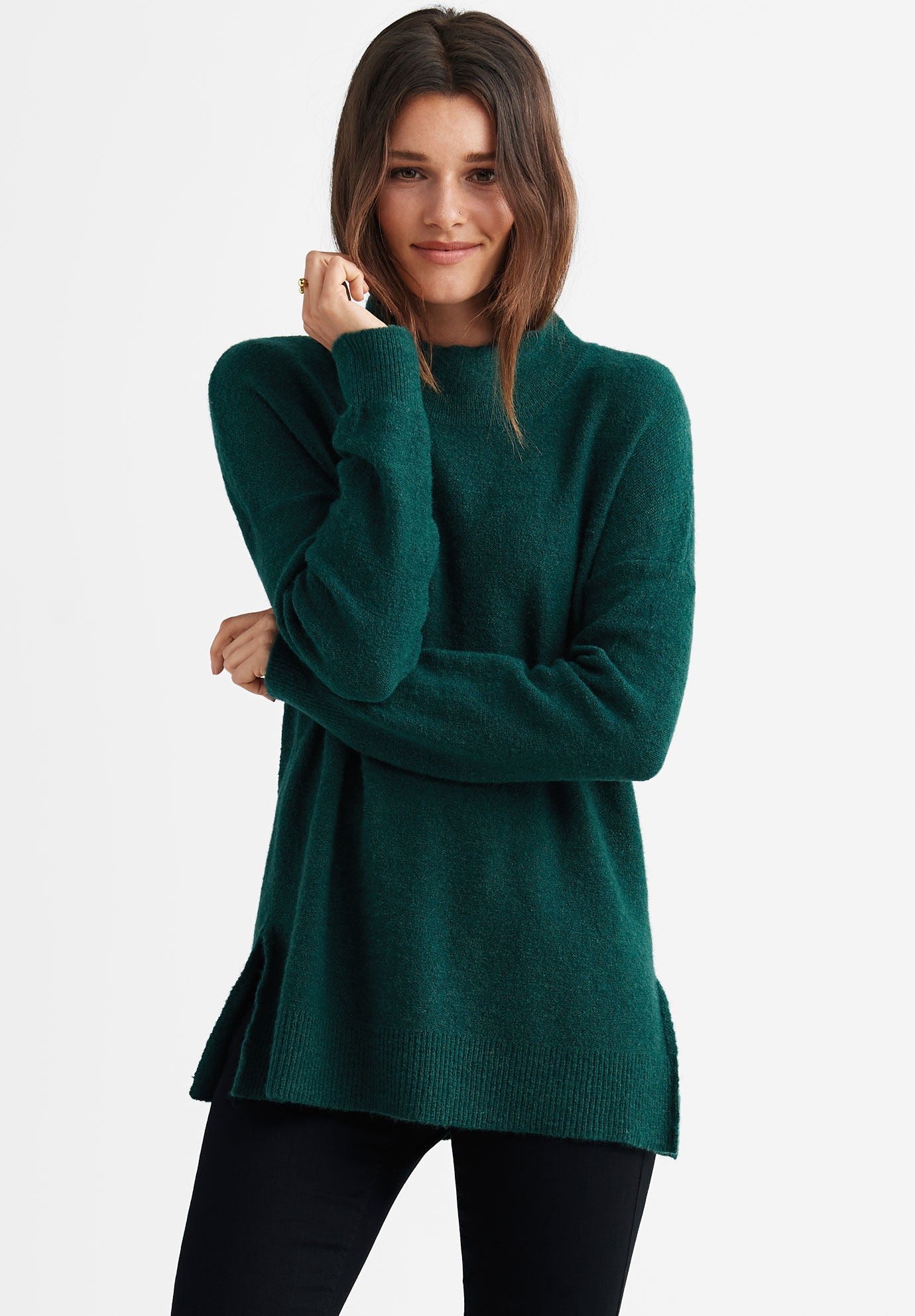 Mock neck tunic sweatshirt Clearance