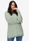 Lace Trim Sweatshirt Tunic, DESERT SAGE, hi-res image number null