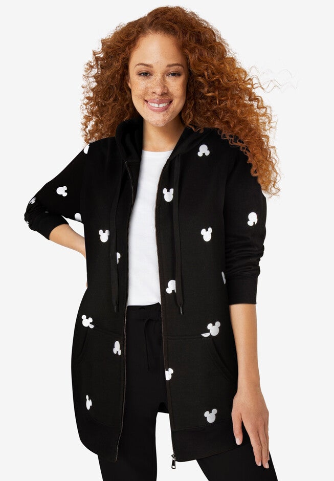 Disney Zip Up Fleece Hoodie Black Mickey Ears, BLACK MICKEY EARS, hi-res image number null