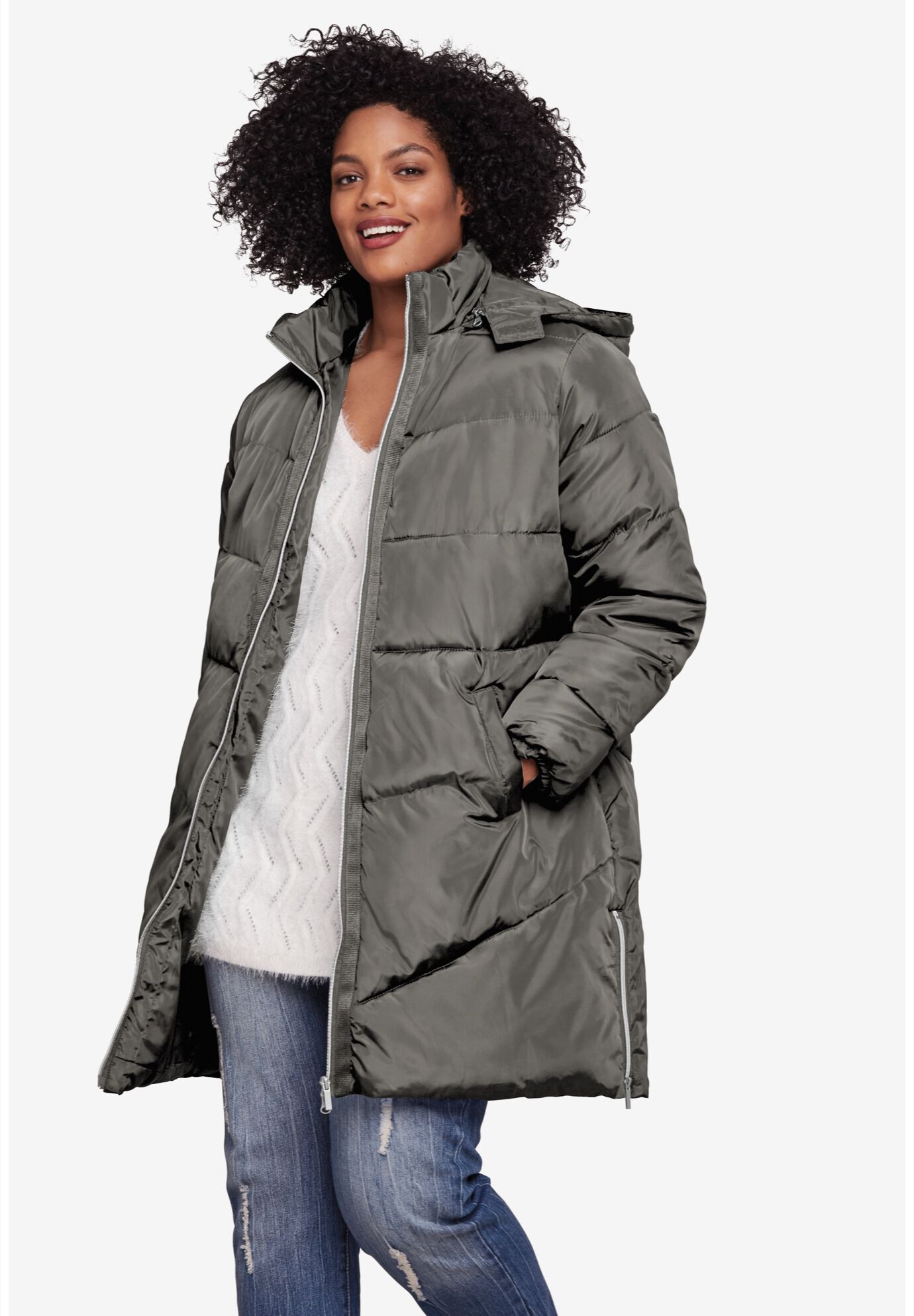 Woman within sale down coat