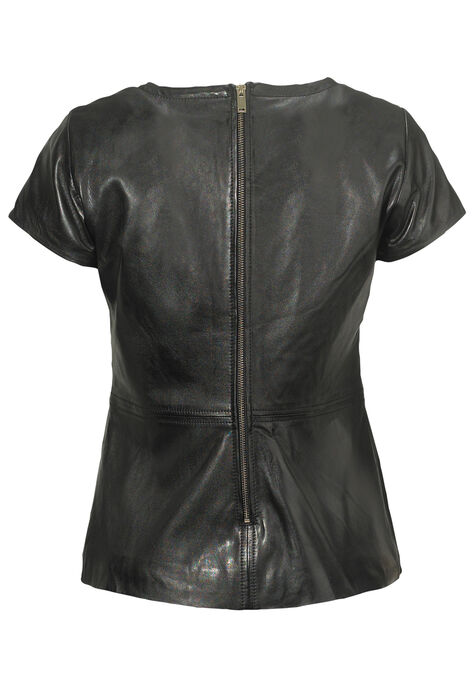 Back Zip Leather Top, , alternate image number null