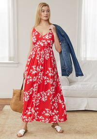 Flowy Georgette Flyaway Maxi Dress, Azure Floral Watercolor | Woman Within