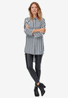 Hi-Low Tunic, WHITE BLACK STRIPE, hi-res image number null