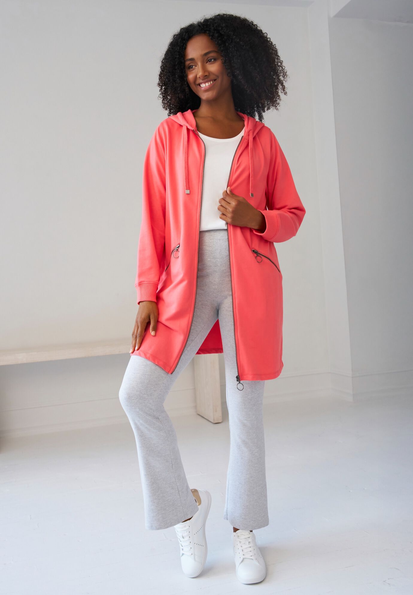 Zip Front Hoodie W/ Bootcut Legging, , hi-res image number 0