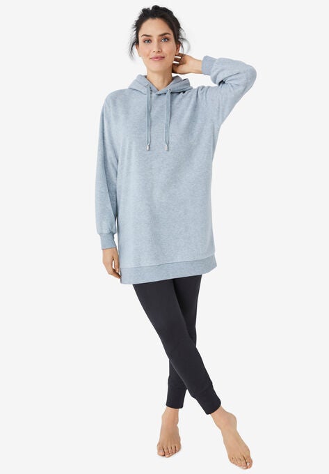 Hooded Fleece Lounge Tunic, HEATHER GREY, hi-res image number null