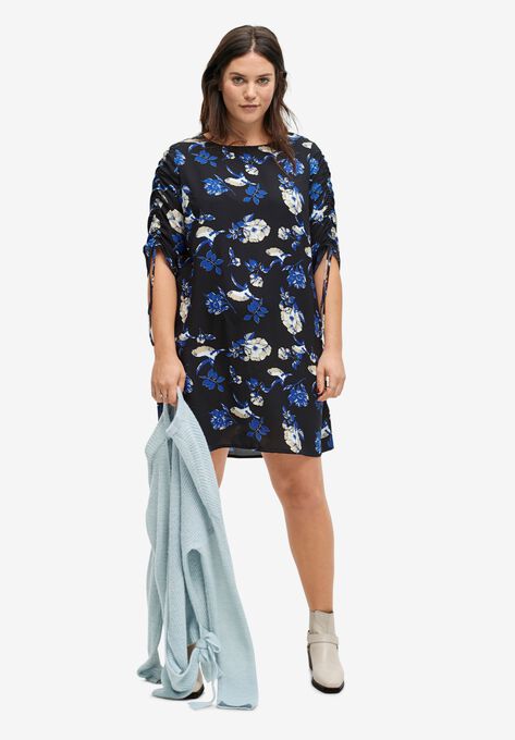 Ruched Sleeve Dress By Ellos Plus Size Casual Dresses Ellos