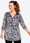 Twisted Knot-Front Tunic, SMOKY PURPLE FLORAL, hi-res image number null