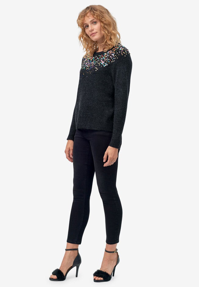 Sequin Yoke Pullover, , alternate image number 3