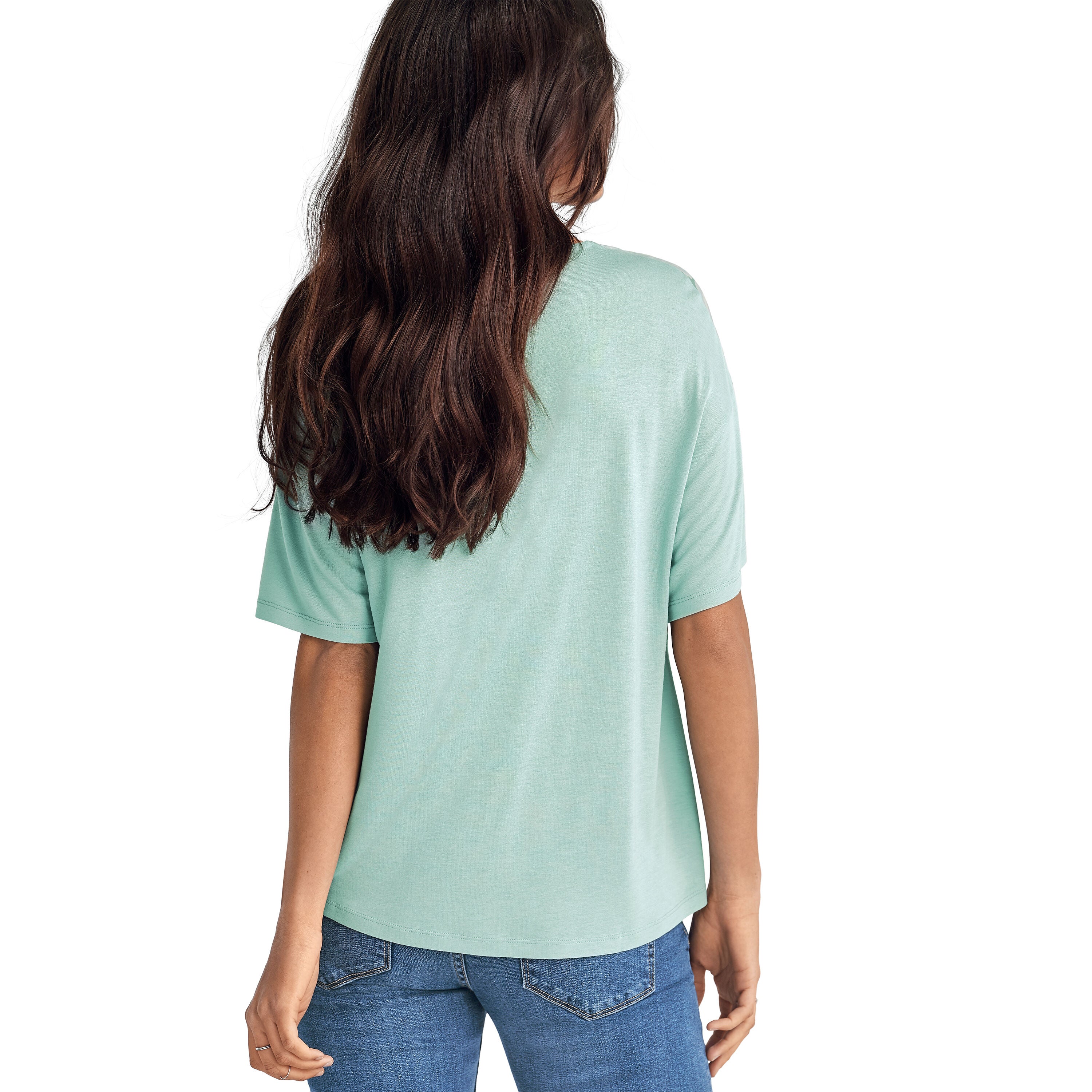 Satin-Front Tee, AQUATIC GREEN FLORAL, on-hover image number 1