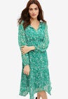 Point Hem Midi Dress With Keyhole Neckline, , alternate image number null