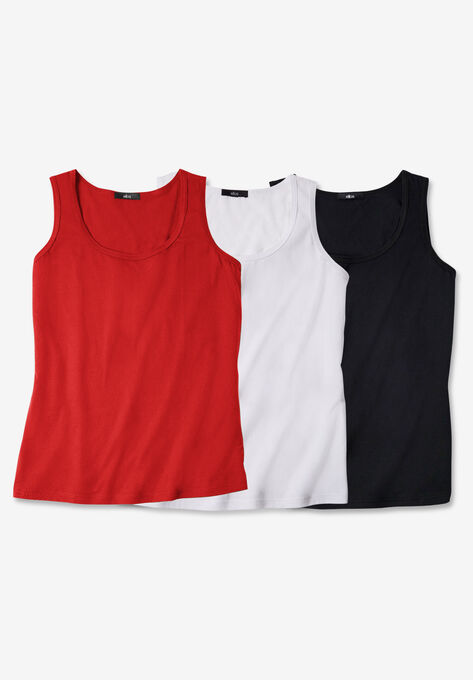 3-pack Sleeveless Tank, CHILI RED PACK, hi-res image number null