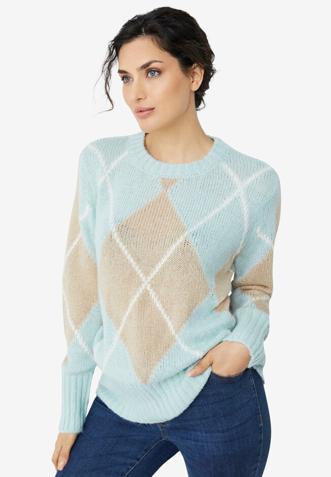 Argyle Pullover, ANTIQUE MINT ARGYLE, hi-res image number 0