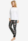 Rib Trim Sleep Leggings, BLACK MULTI FLORAL, hi-res image number null