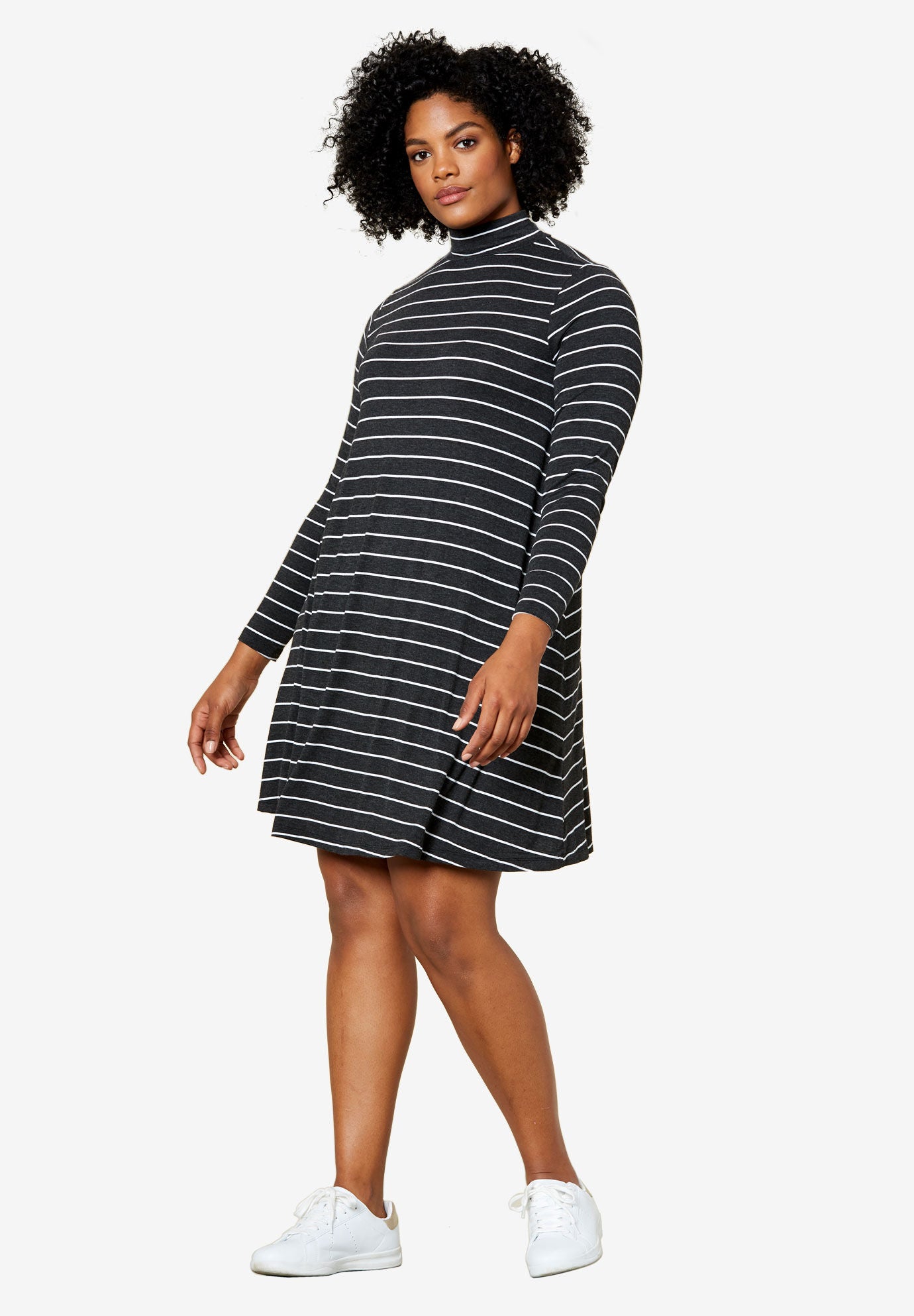 mock neck a line dress