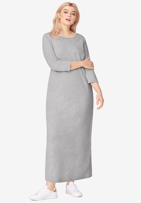 3 4 Sleeve Knit Maxi Dress By Ellos Plus Size Maxi Dresses Ellos