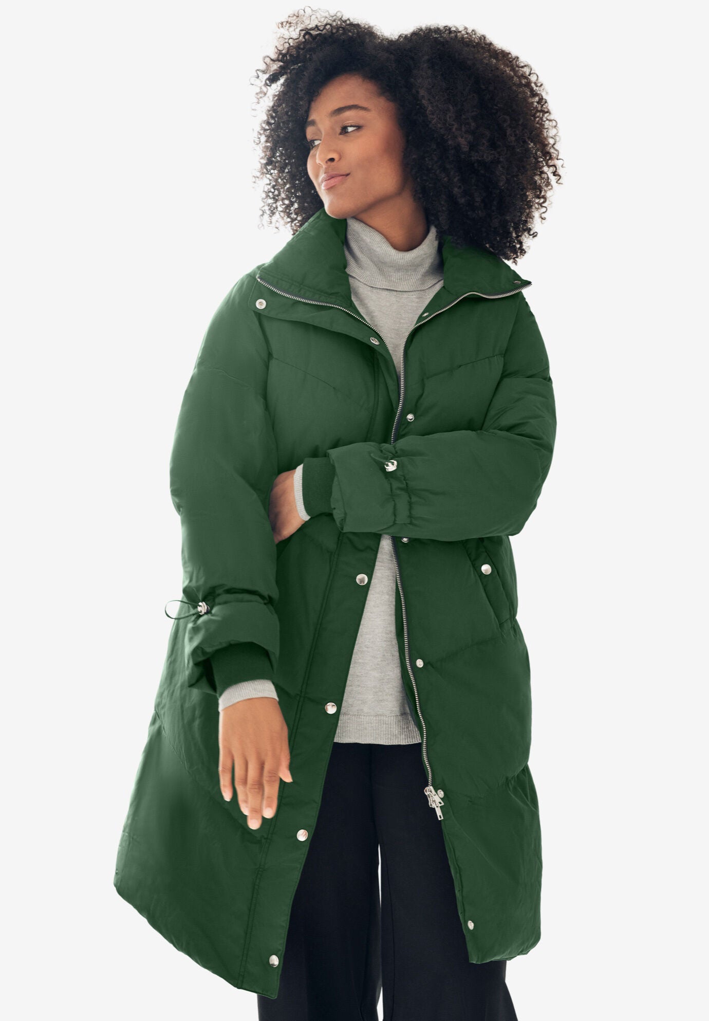 Funnel Neck Puffer With Back Drawstring, , alternate image number 2