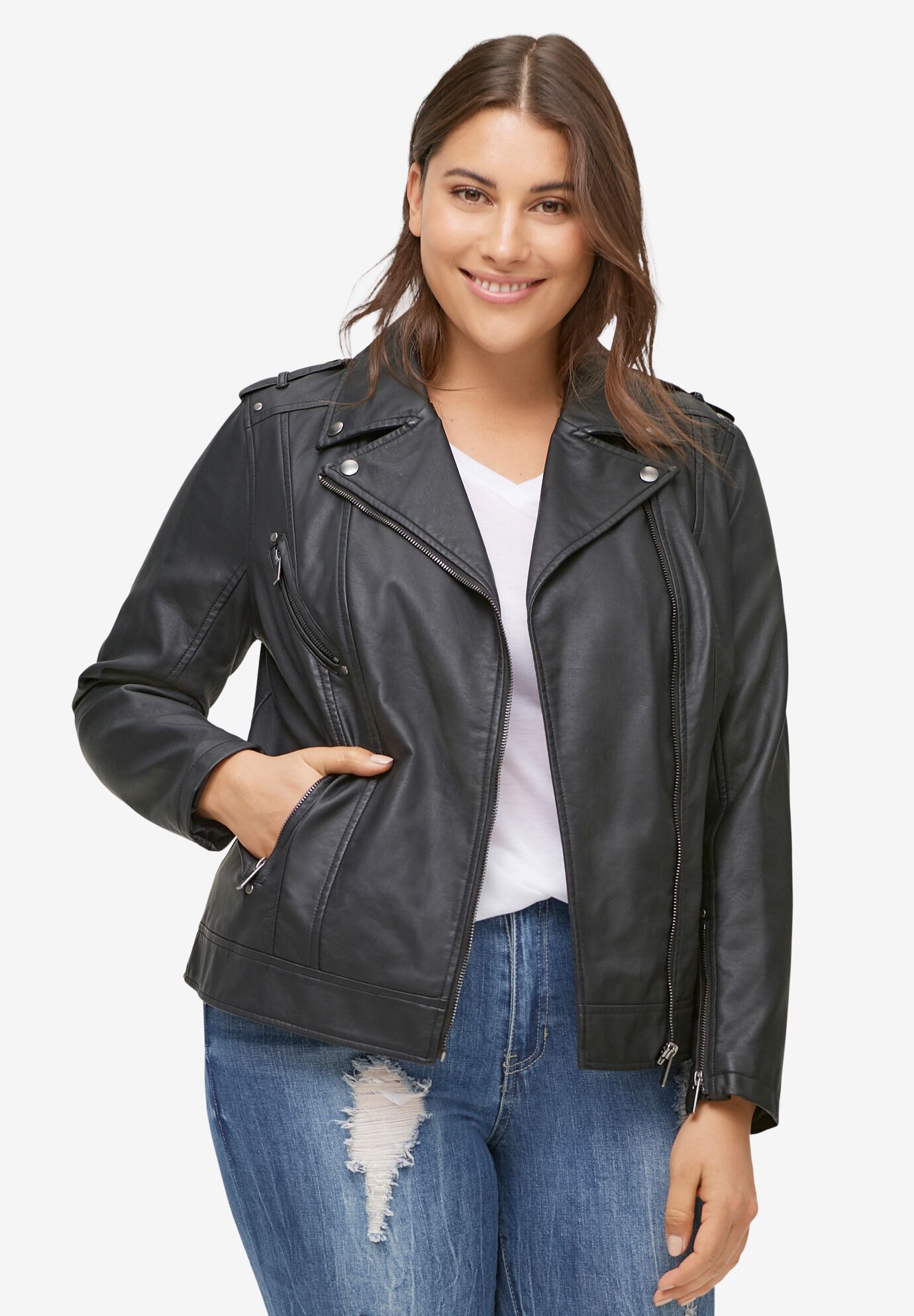 Plus Size Women s Leather Jackets Catherines
