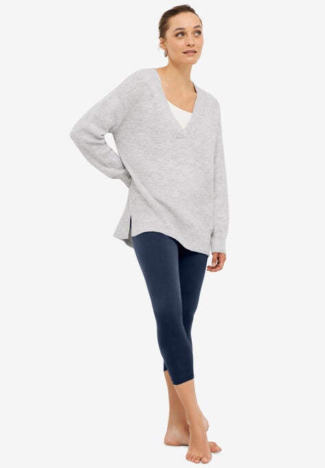 Knit Capri Leggings, NAVY, hi-res image number null
