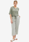 Gingham Crop Pants, DESERT GREEN WHITE GINGHAM, hi-res image number null