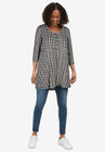 High/Low Henley Tunic, BLACK WHITE HOUNDSTOOTH, hi-res image number null