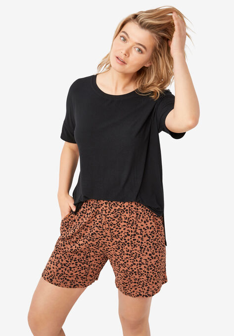 Pull-On Knit Shorts With Pockets, ANIMAL PRINT, hi-res image number null