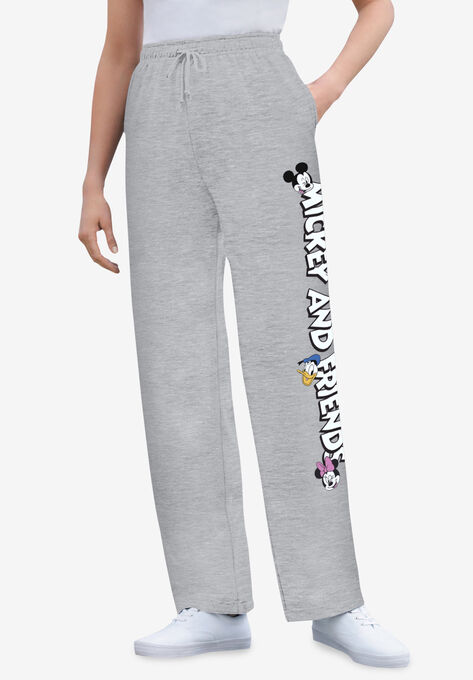 Disney Women's Fleece Heather Gray Sweatpants Mickey Mouse and Friends, HEATHER GREY MICKEY FRIENDS, hi-res image number null
