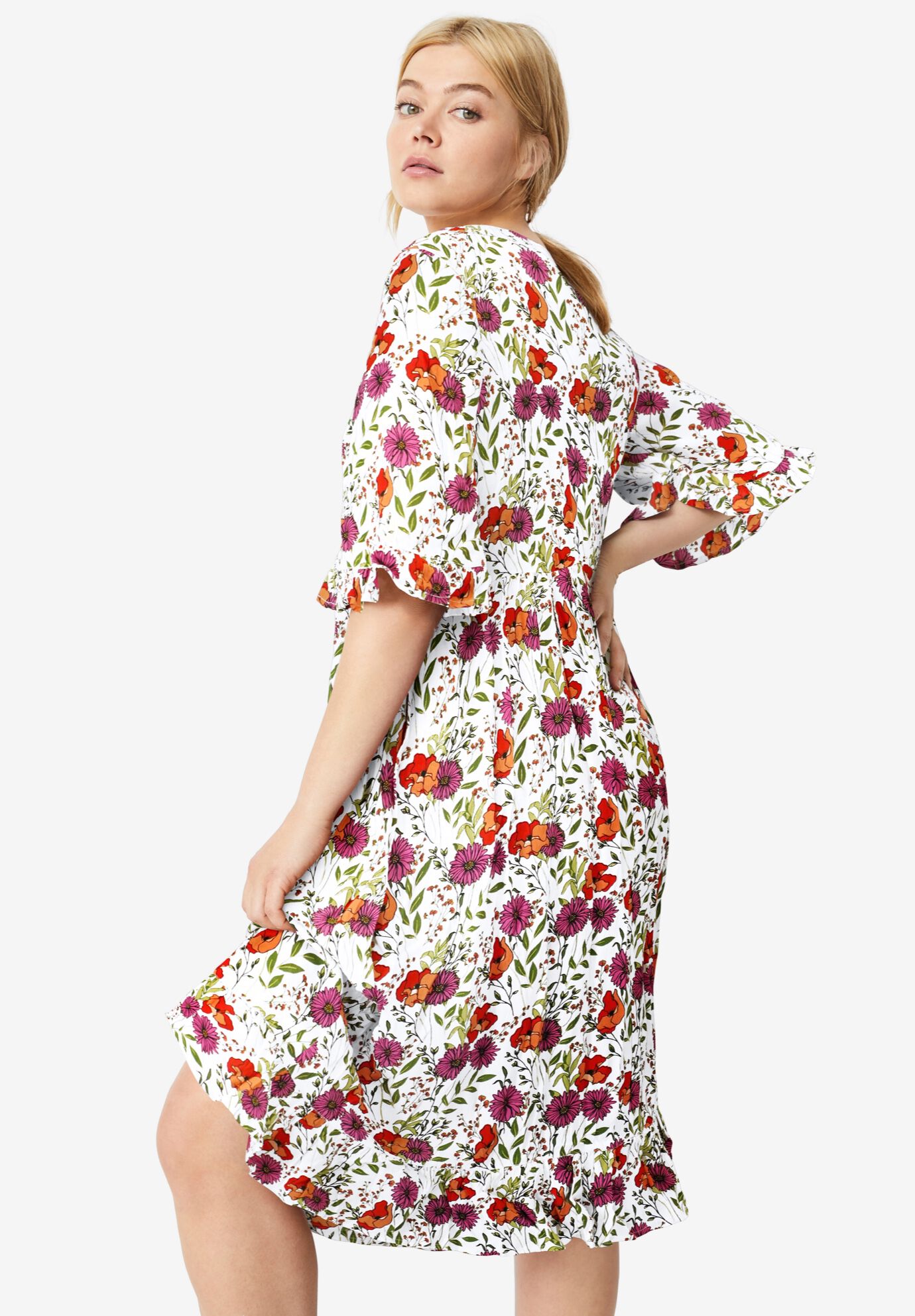 Ruffled Empire Dress in Indigo