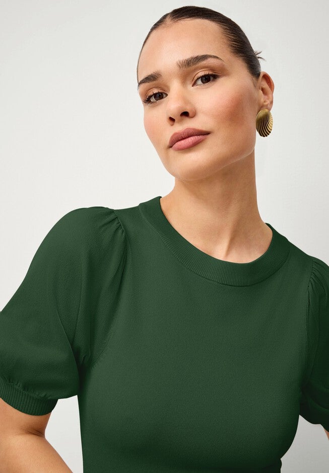 Fine Knit Midi Sweater Dress, MIDNIGHT GREEN, alternate image number null