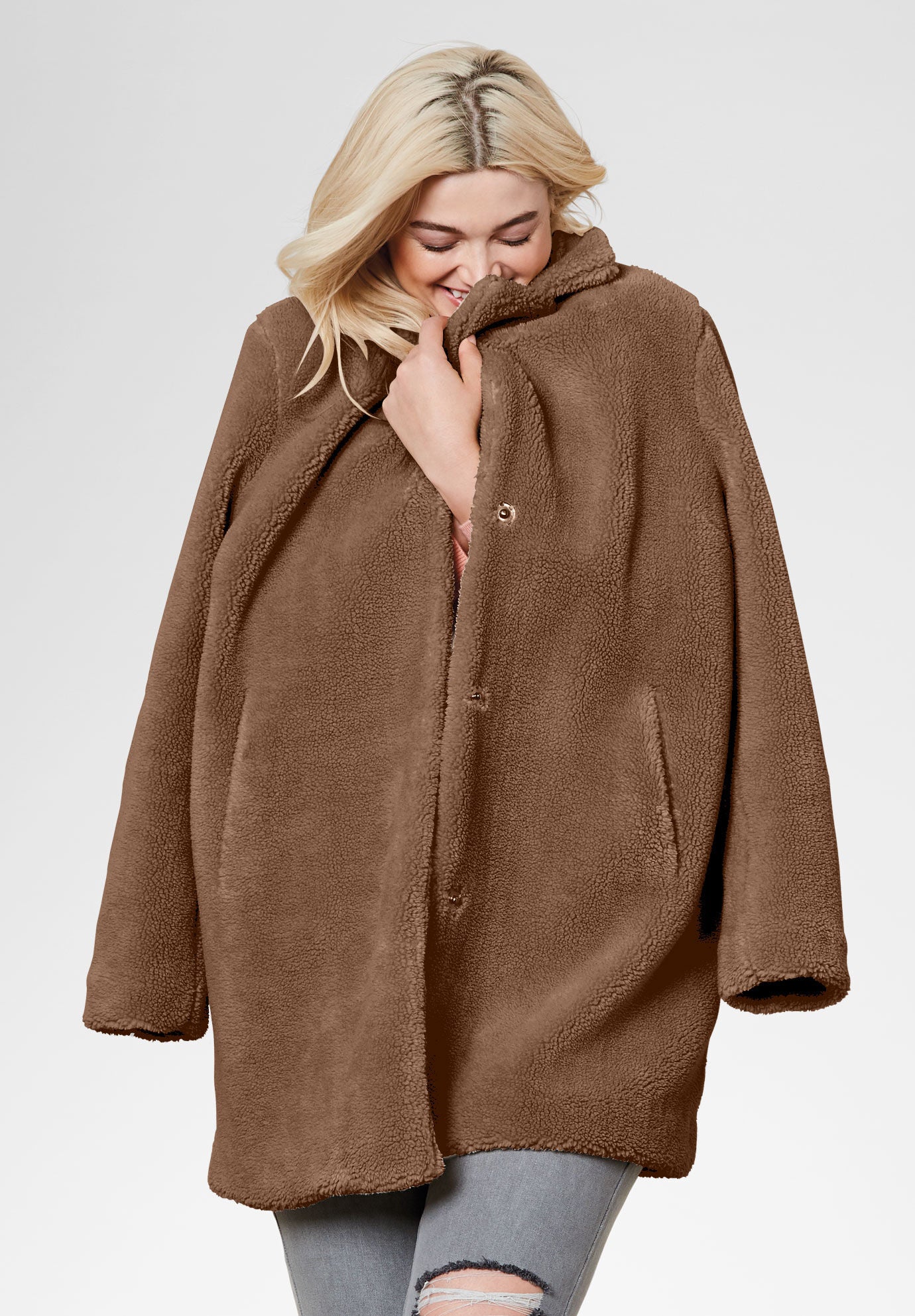 plus size faux fur coat uk