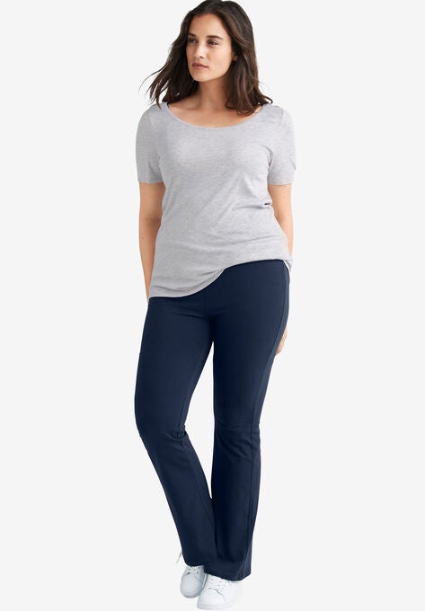 Knit Bootcut Leggings, NAVY, hi-res image number null