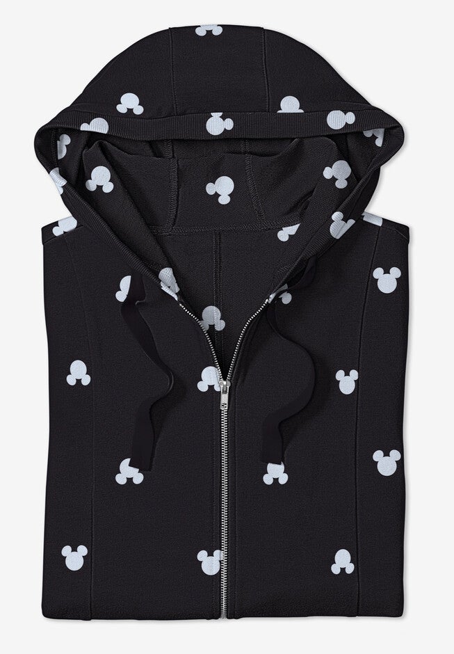 Disney Zip Up Fleece Hoodie Black Mickey Ears, , alternate image number null