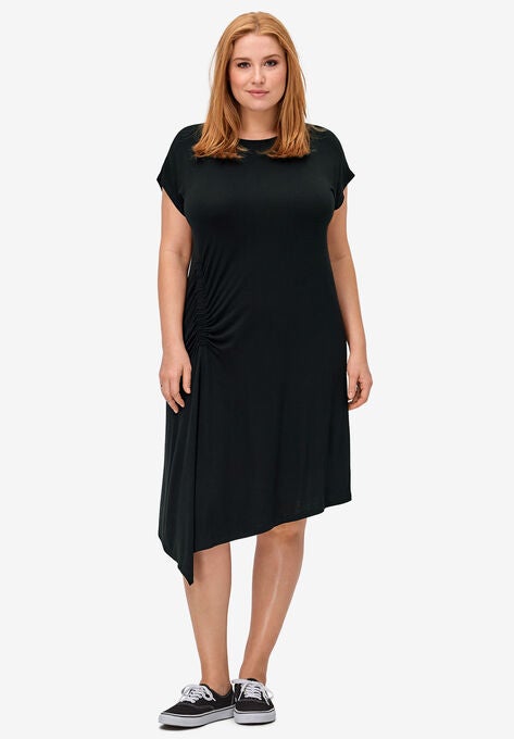 Ruched Side Knit Dress By Ellos Plus Size Casual Dresses Ellos