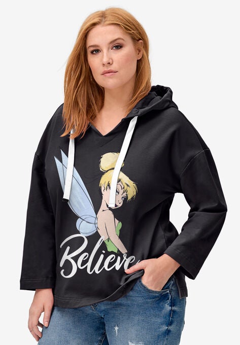 Disney Women's Hooded Sweatshirt Tinkerbell, BLACK TINKERBELL, hi-res image number null